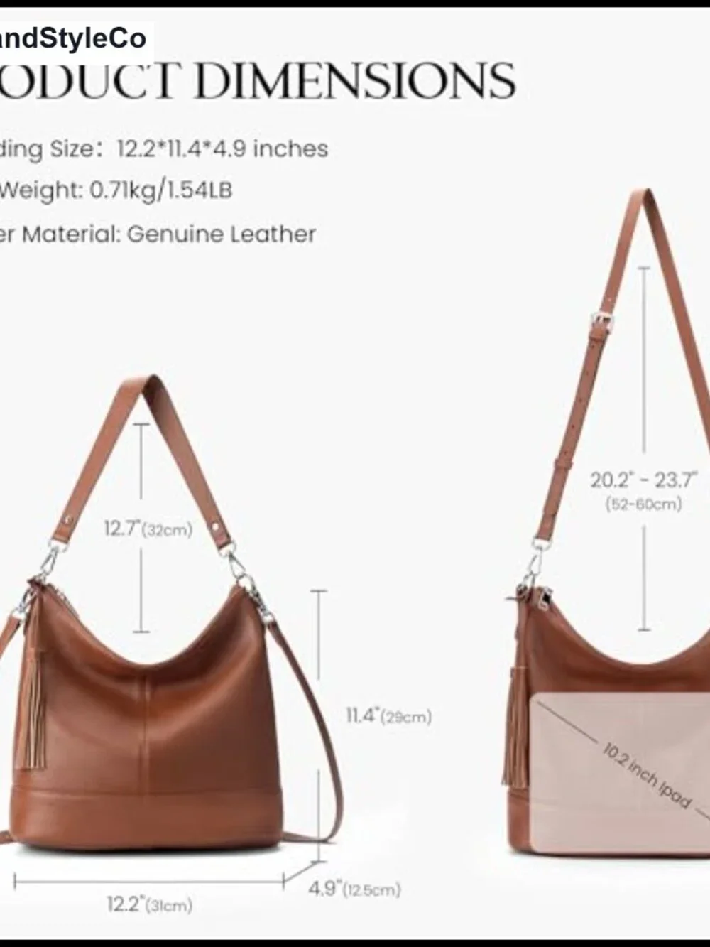 Genuine Leather Hobo Crossbody Bag for Women, Soft Real Leather Shoulder